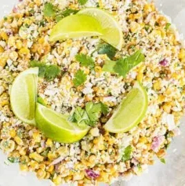 Delicious Mexican street corn salad with fresh ingredients and vibrant flavors.