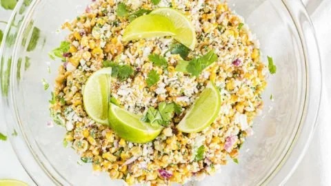 Delicious Mexican street corn salad with fresh ingredients and vibrant flavors.
