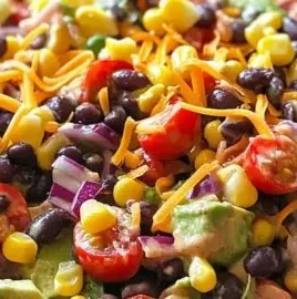 Delicious Cowboy Salad with fresh ingredients and savory toppings