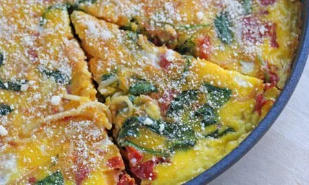 Delicious homemade spaghetti frittata served on a plate