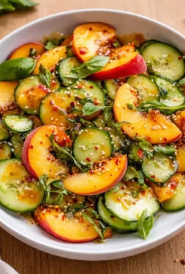 Bowl of Spicy Peach Cucumber Salad with vibrant colors and fresh ingredients