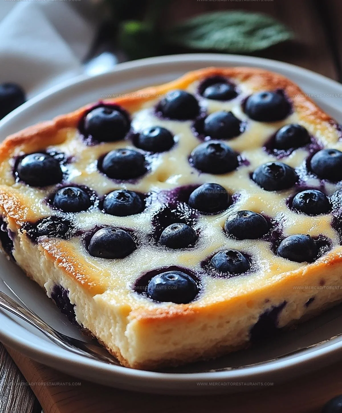 Spring Berry Blueberry Cottage Cheese Breakfast Bake with fresh blueberries