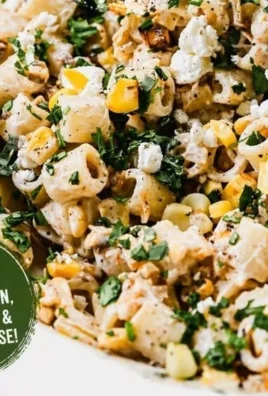 Delicious street corn pasta salad served in a bowl with fresh ingredients.