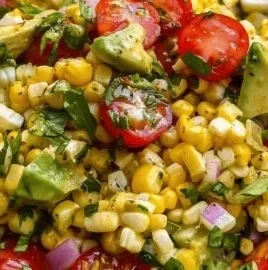 Delicious summer avocado corn salad with fresh ingredients and vibrant colors