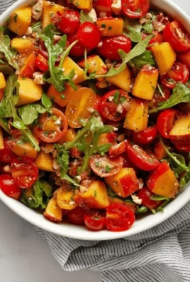 Vibrant Tomato Peach Salad with fresh ingredients and colorful presentation