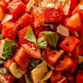 Fresh Tomato Watermelon Salad with vibrant colors and healthy ingredients.
