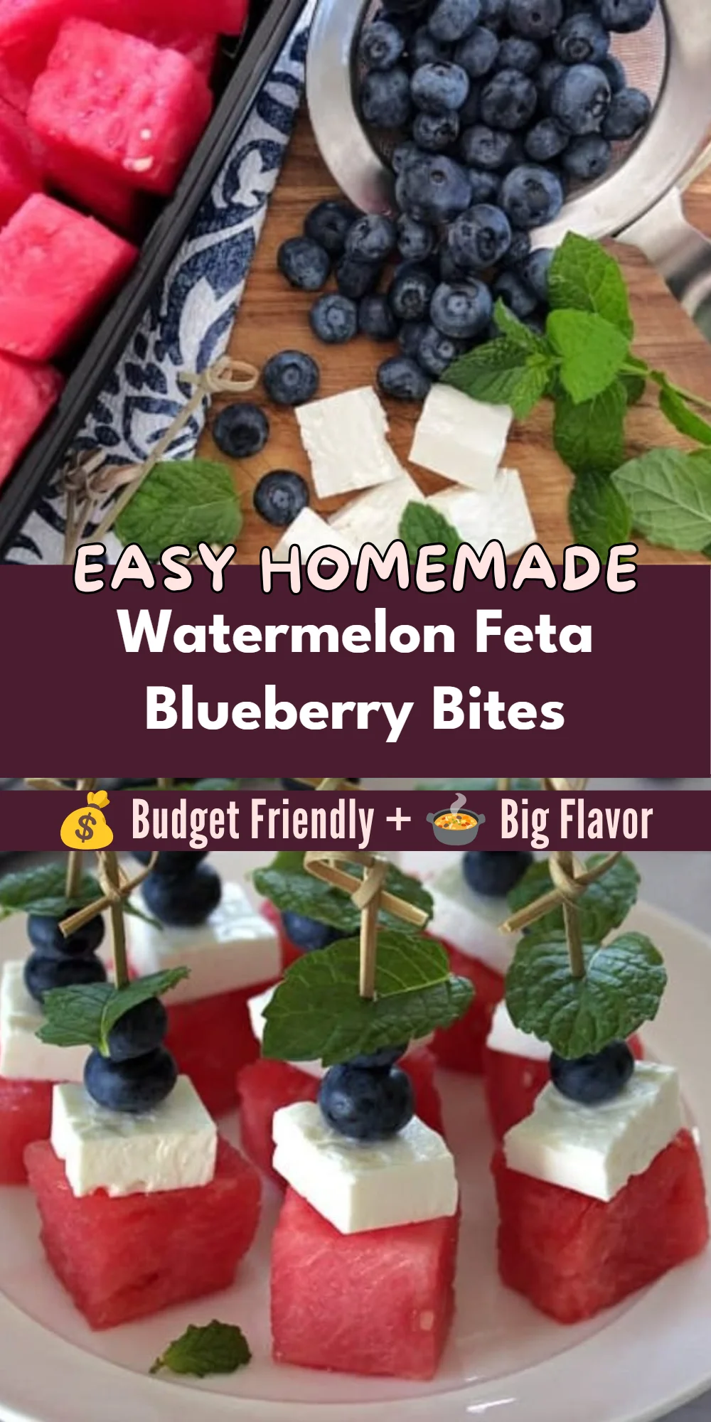 Watermelon Feta Blueberry Bites