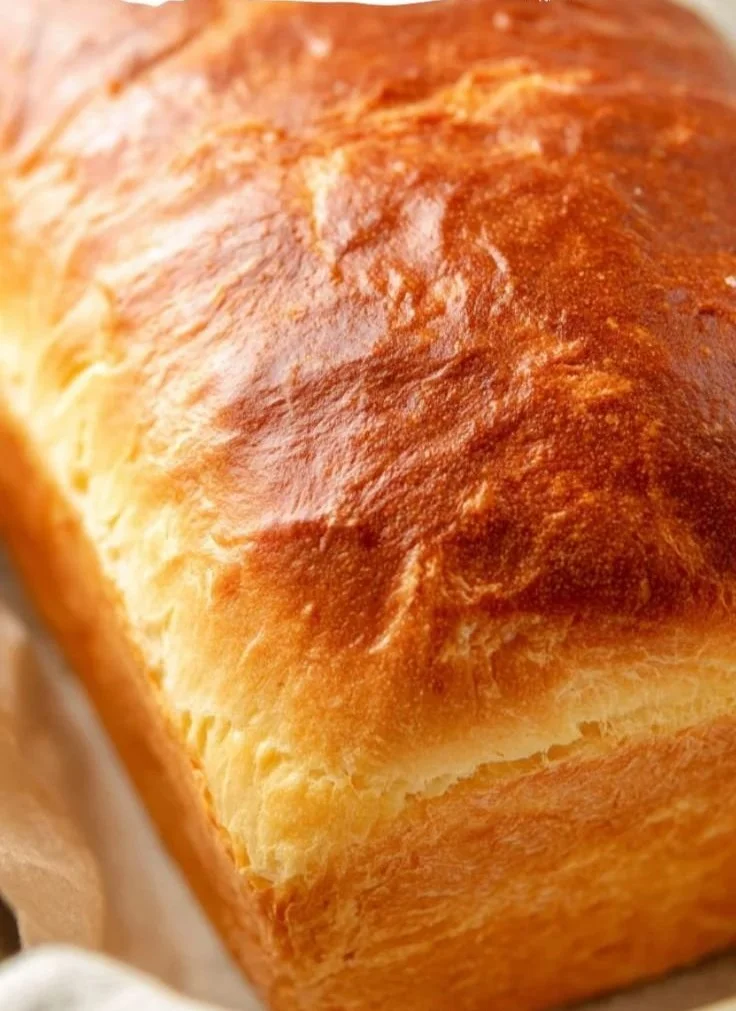 Loaf of Amish Sweet Bread on a wooden table with ingredients