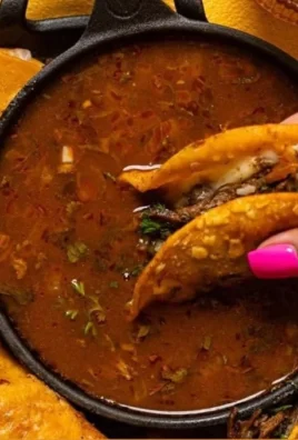 Delicious Birria Tacos served with consome and garnishes