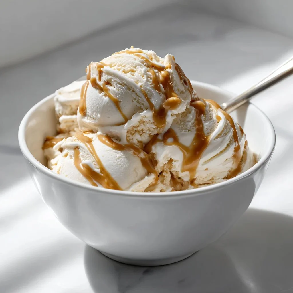 Delicious Cottage Cheese Peanut Butter Ice Cream topped with nuts