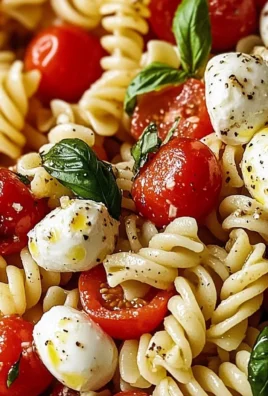 Delicious creamy Caprese pasta salad with fresh tomatoes and basil