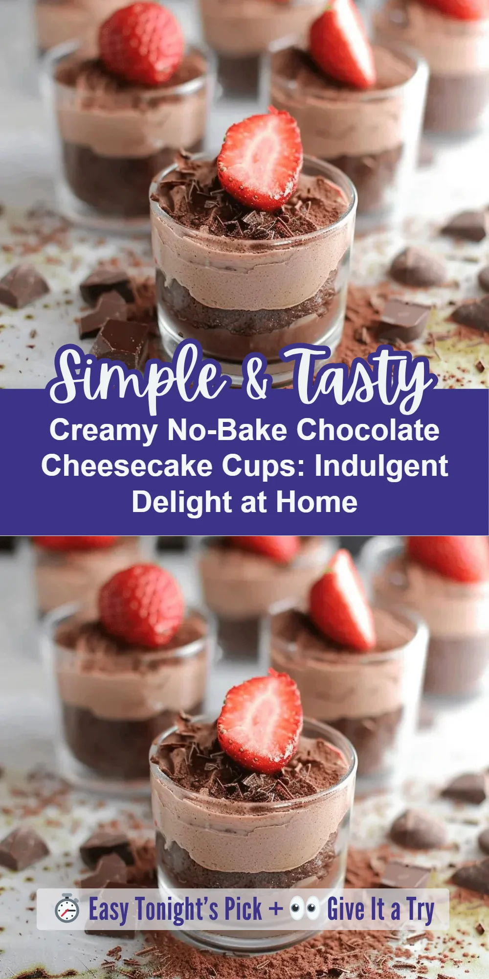 Creamy No-Bake Chocolate Cheesecake Cups: Indulgent Delight at Home