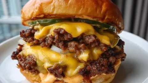 Crispy smash burger with lacy edges and flavorful secret sauce