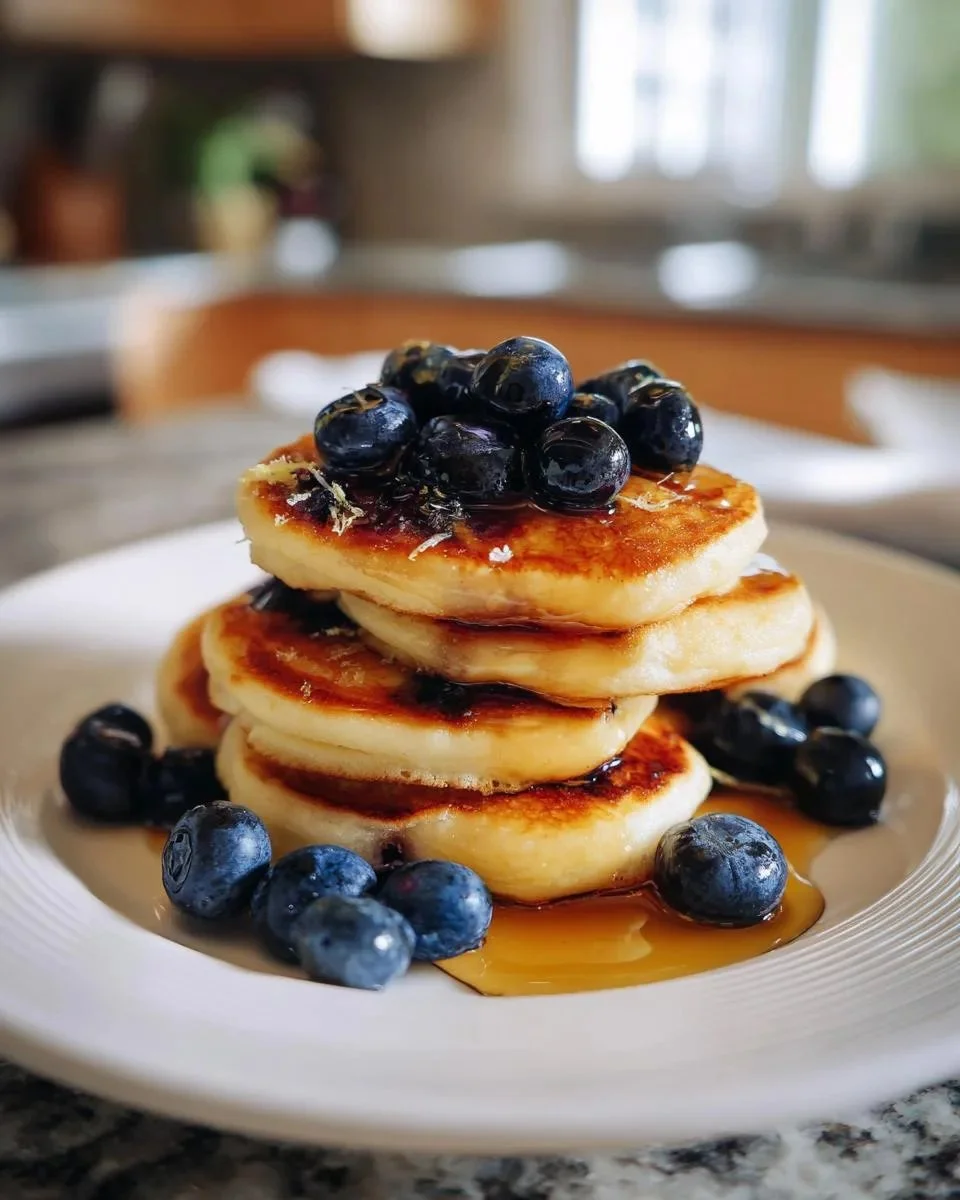 Delicious lemon blueberry pancake bites served on a plate
