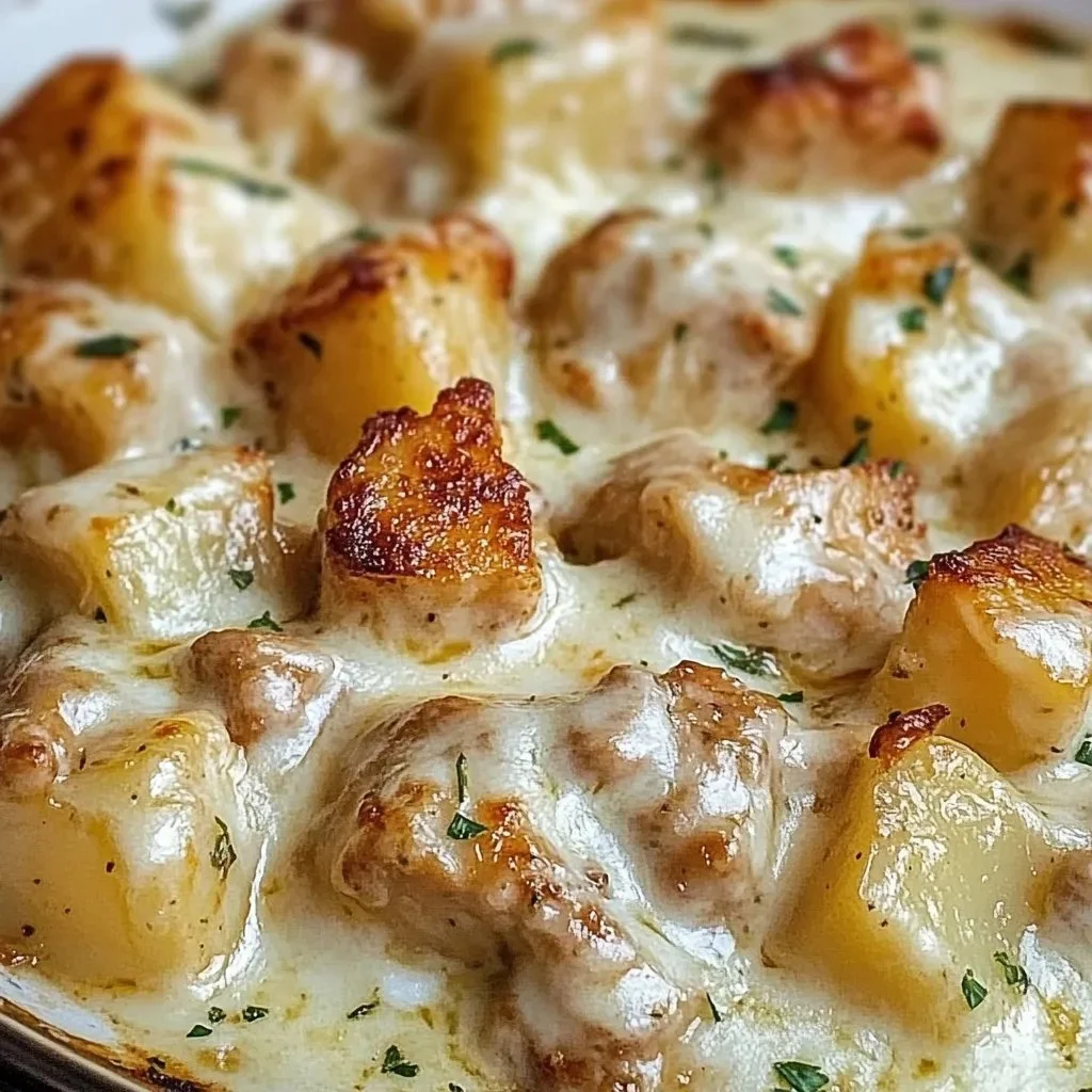 Garlic Parmesan Chicken and Potatoes cooked in a crockpot for a savory meal.