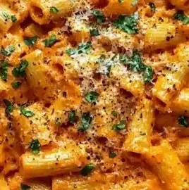 Gigi Hadid's creamy pasta recipe served in a bowl, showcasing its rich texture.