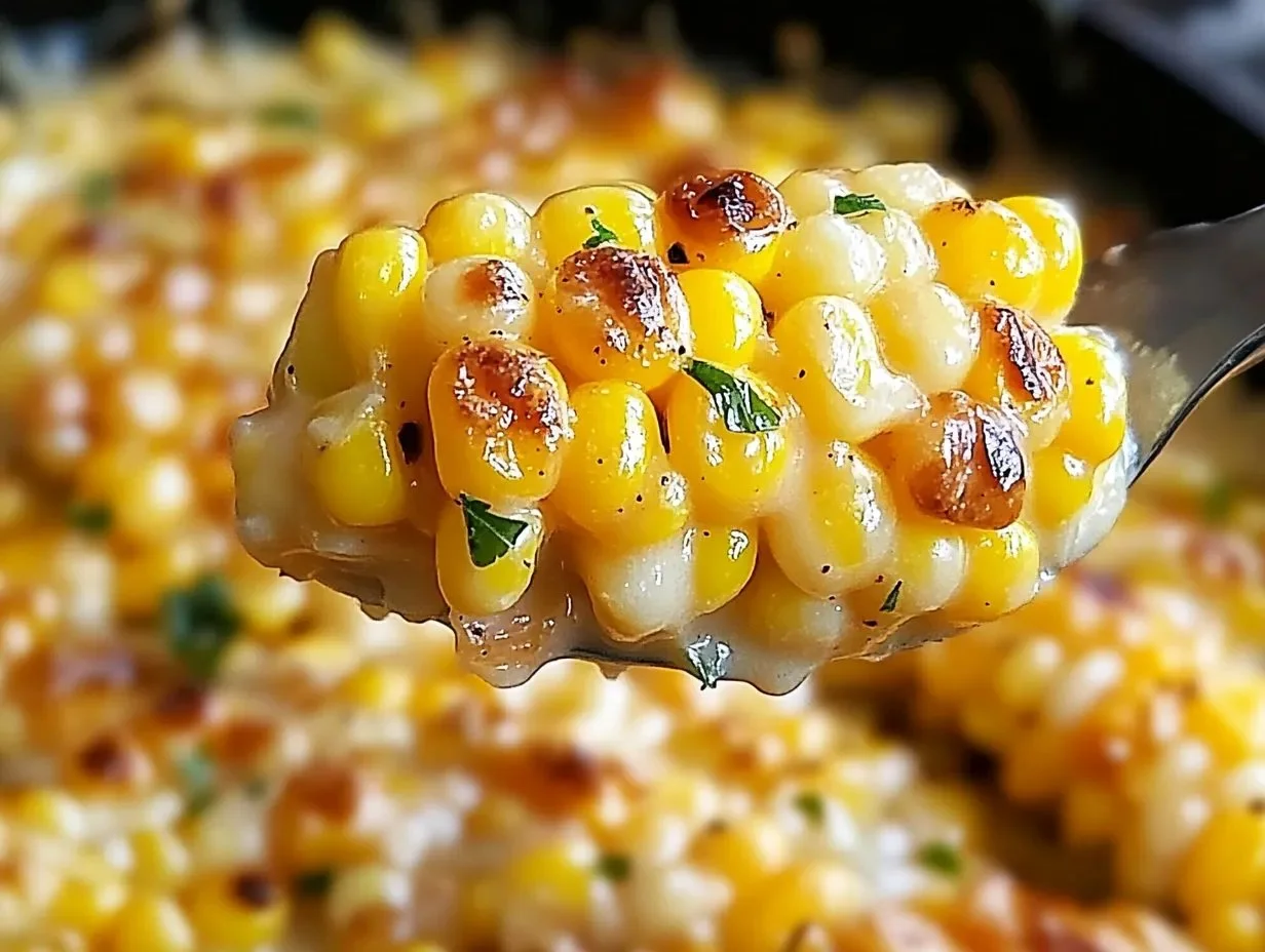 Honey butter skillet corn served in a cast iron pan