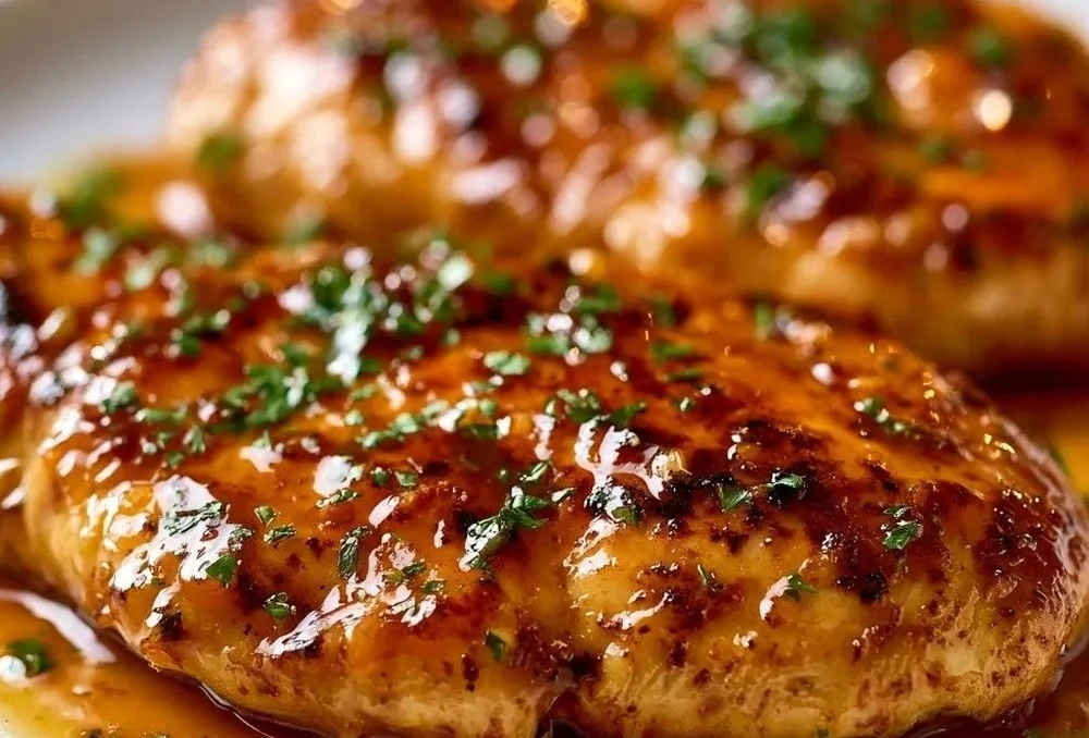 Honey garlic chicken breast cooked and plated for a quick meal