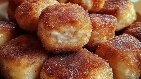 Deliciously golden cinnamon sugar biscuit bites served on a plate