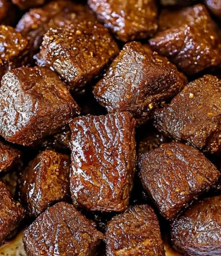 Deliciously cooked air fryer steak bites served on a plate