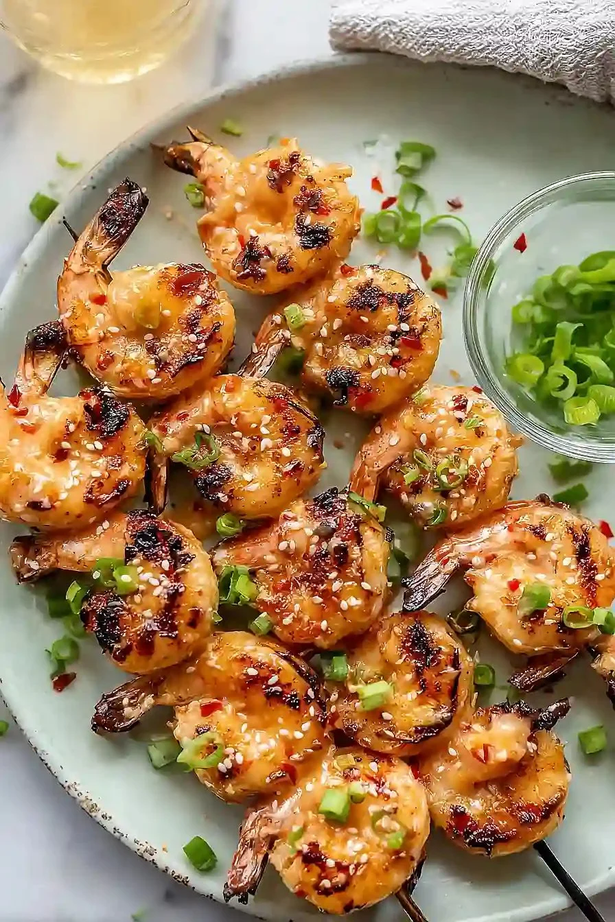 Juicy Grilled Bang Bang Shrimp Skewers - FlirtyFood