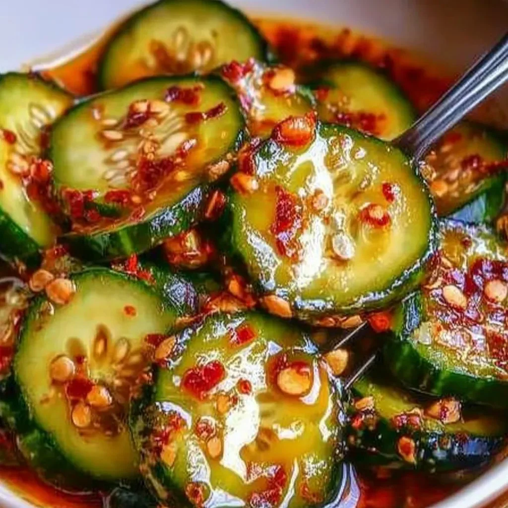 Delicious Korean Cucumber Salad served in a bowl, garnished and ready to enjoy.
