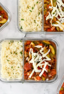 Meal Prep Unstuffed Pepper Bowls with colorful vegetables and rice