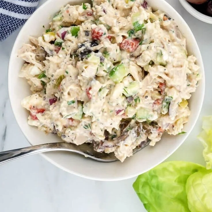 Mediterranean Chicken Salad with fresh vegetables and grilled chicken