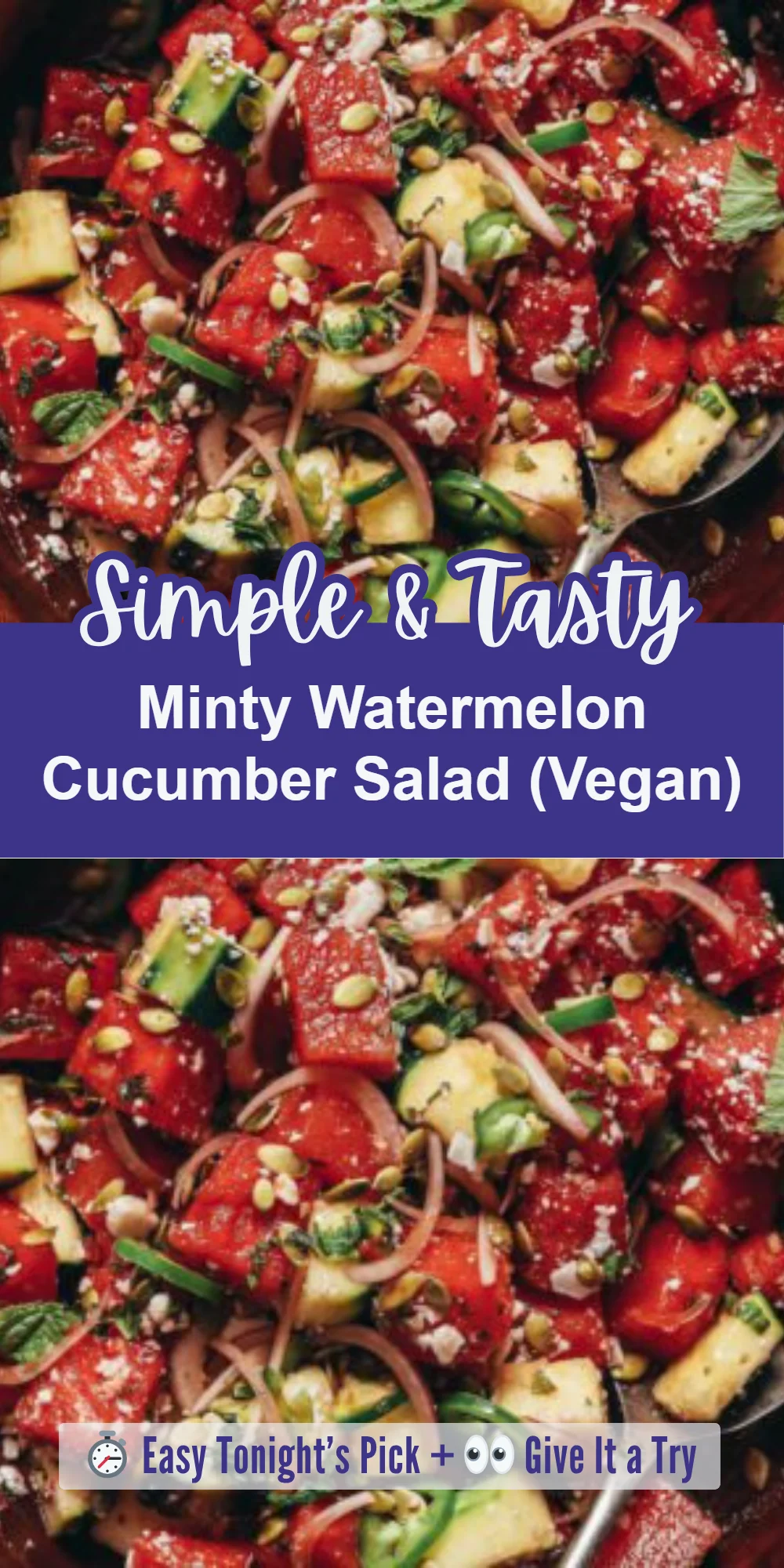 Minty Watermelon Cucumber Salad (Vegan)