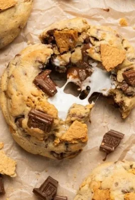 Delicious homemade S'mores Cookies with marshmallows and chocolate