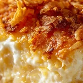 Southern Sweet Onion Casserole baked dish with melted cheese and onions