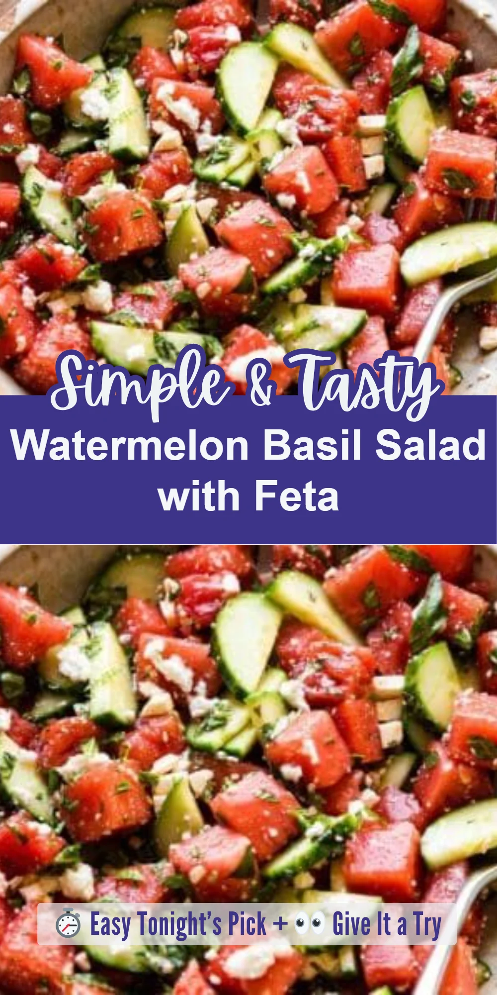 Watermelon Basil Salad with Feta