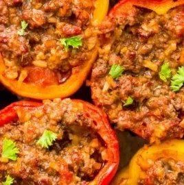 Whole30 stuffed peppers filled with healthy ingredients for a nutritious meal.