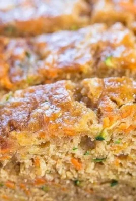 Homemade zucchini carrot bread with grated vegetables and spices